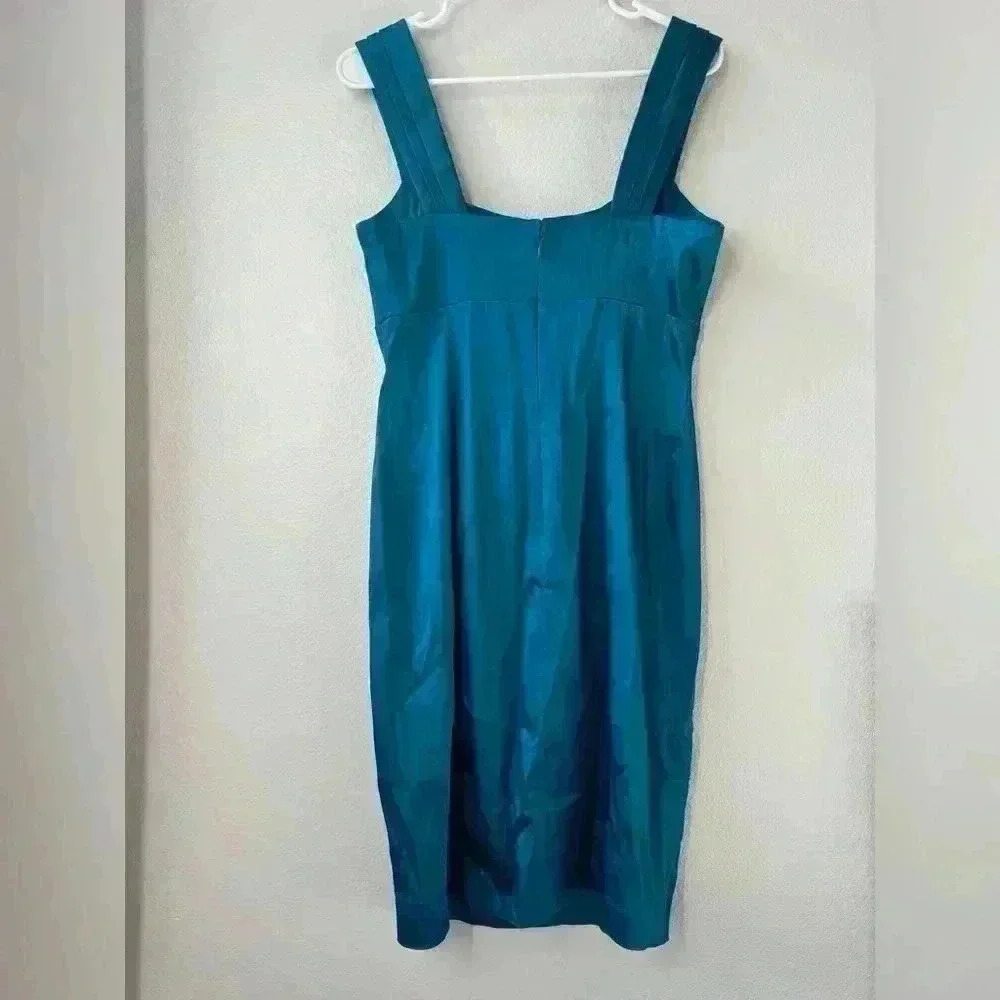 Calvin Klein Pleated Satin Sheath Cocktail Dress Size‎ M - Picture 2 of 6